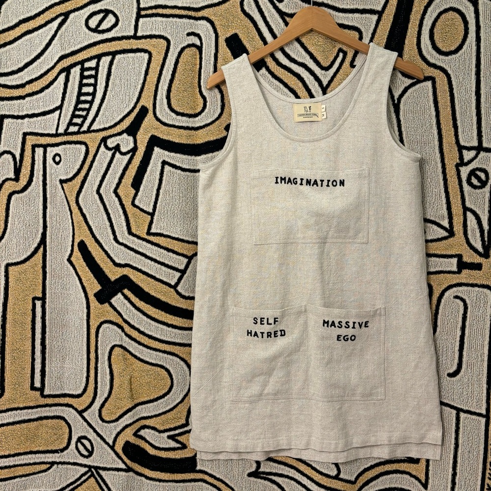 Fashion brand company functional artist linen shift dress S/M